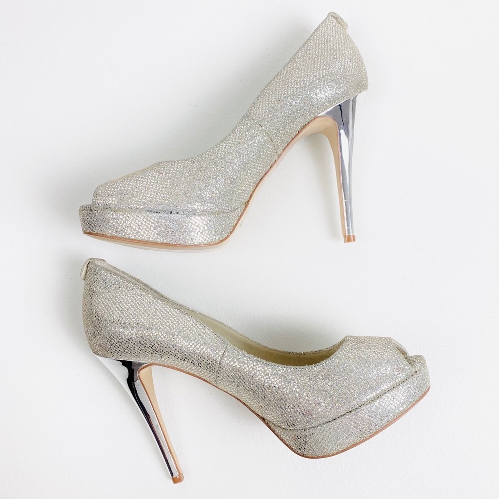 MICHAEL Michael Kors Silver Milan Peep Toe Pump